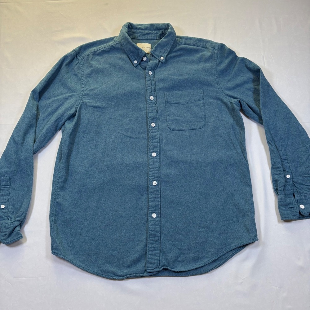 American Eagle Mens Teal Blue Cotton Flannel Button Down Shirt Large 8840708817